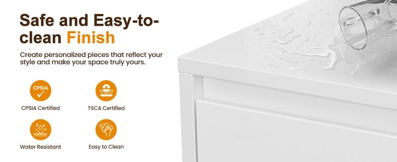 RoyalCraft Robot Nightstand with LED Light Strips, End Table with 360 Degree Rotating Drawer, Modern Design Bedside Table with Glass Door Storage, Wood Cabinet for Bedroom, Home Office Furniture Organize