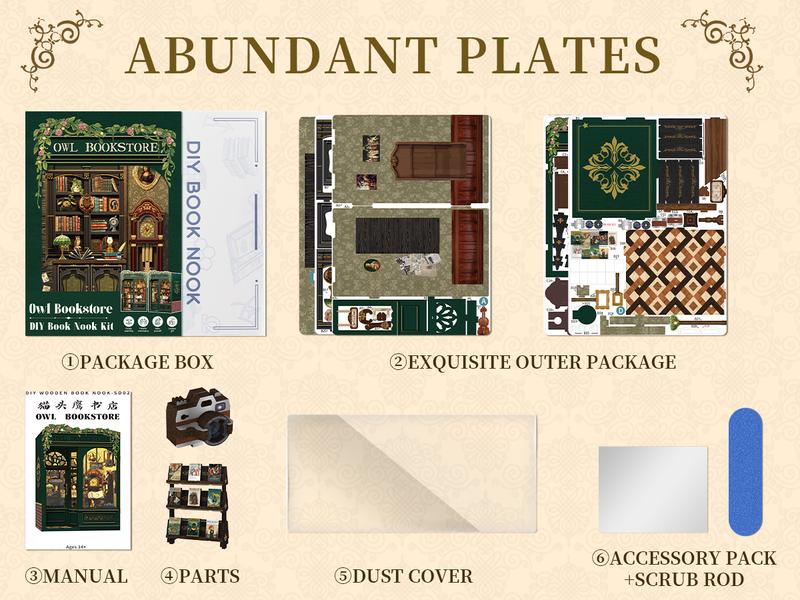 CUTEBEE OWL BOOKSTORE DIY Book Nook Kit with LED Lights Wooden Miniature Bookcase & Dollhouse Decor Handmade Craft Holiday Gift Black Friday Deal - Building Blocks Set