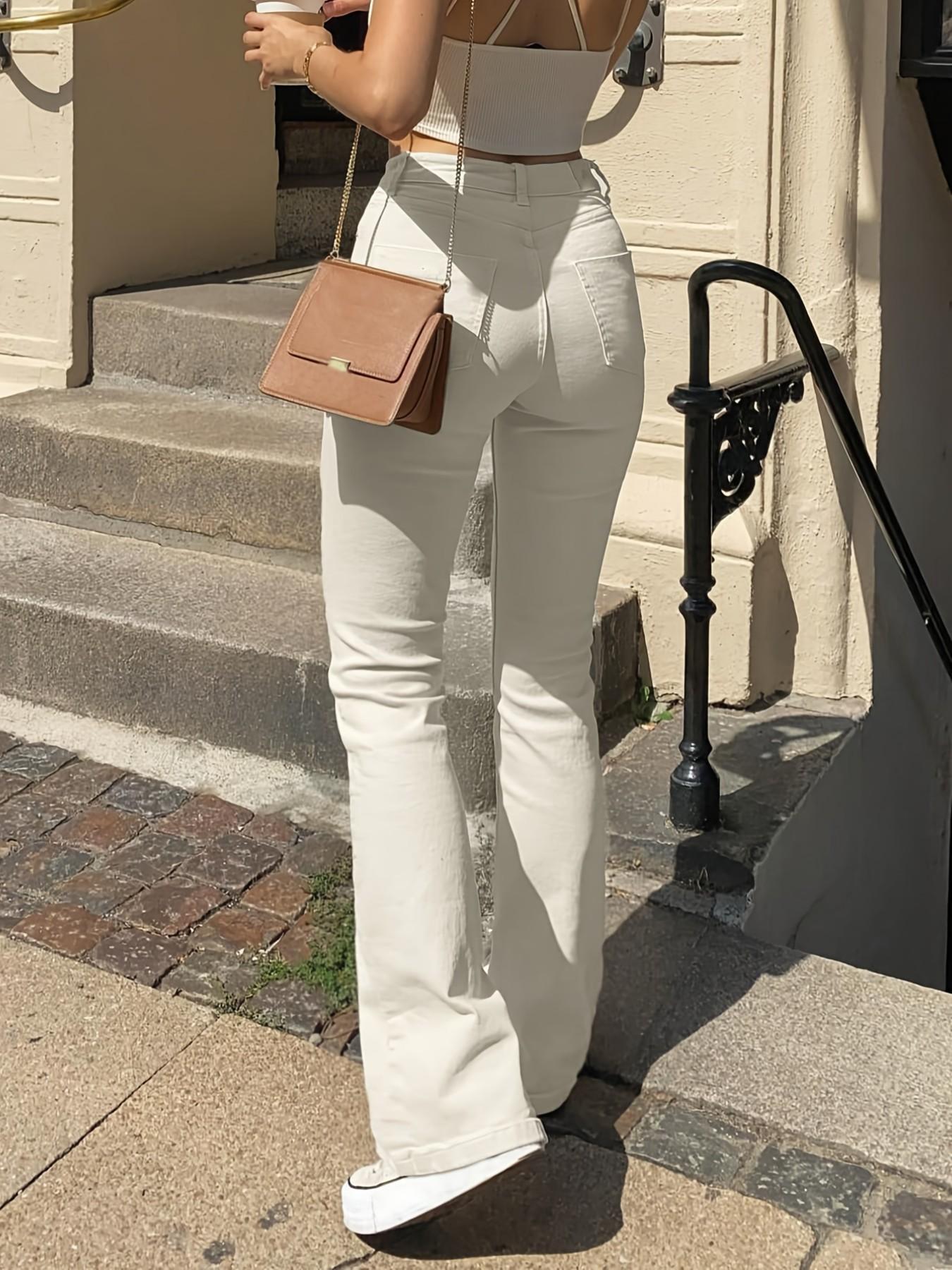 High Waist Flare Jeans for Women, Womenswear Elastic Bootleg Pants, Y2K Street Casual Vintage Fashion, Comfortable and Stylish