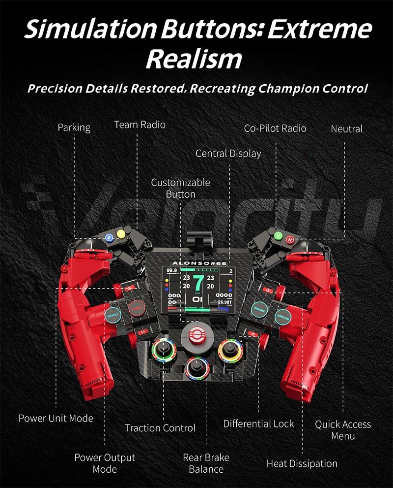 971Pcs Formula Racing Vehicle Steering Wheel MOC Blocks Supercar Model Building Toys Gifts for Adult Boys Technical Bricks Sets