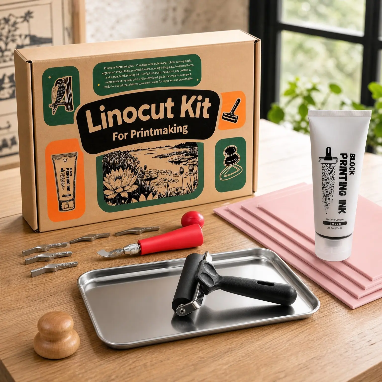 Linocut Kit for Printmaking, Stamp Making Kit with Carving Tools | Linoleum Blocks for Arts and Crafts for Adults, Back to School Gifts, DIY Hobby Kit Birthday Gift for Women Men Boys Girls