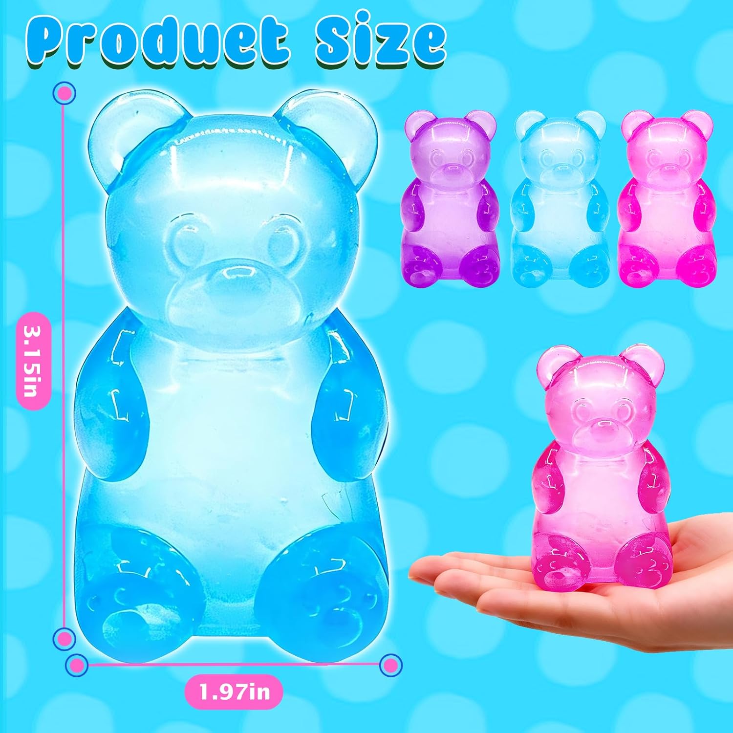 4counts Bear Squishy Sensory Fidget Toy Stress Relief Anxiety Sensory Tool for Focus ADHD & Calming Office Desk Gadget