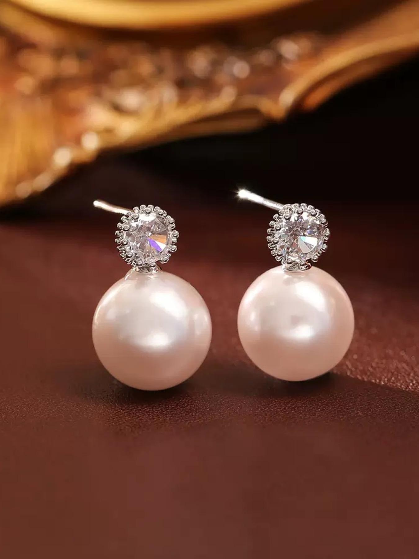 Elegant Pearl Zircon Earrings, Classic Luxury Design, Hypoallergenic Daily Wear Jewelry, Versatile Office Accessories, Allergy-Free Ear Studs