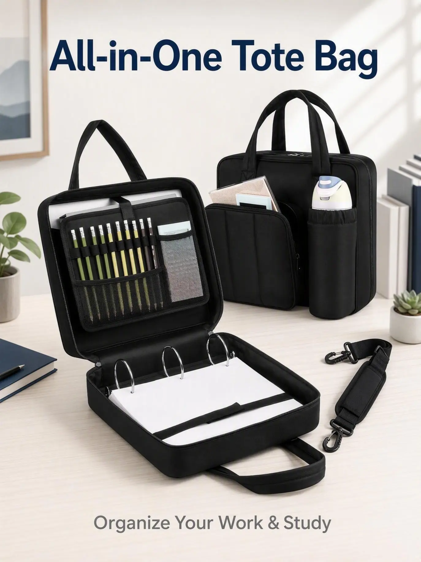 Upgraded Zipper Binder | 3-Inch & 2-Inch O-Rings, 600 Sheet Capacity Trapper Keeper with 13 Inch Laptop Sleeve & Water Bottle Holder, Binder Bag with Multi-Pockets & Shoulder Strap for Middle High School Office Supplies Storage