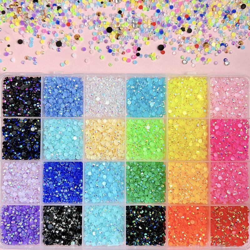 1Box Shiny Half Round Resin Rhinestones Nail Charms Colorful Mini Flat Bottomed Rhinestones Nail Decorations Diy Nail Art DIY Cup Nails Accessories Kits