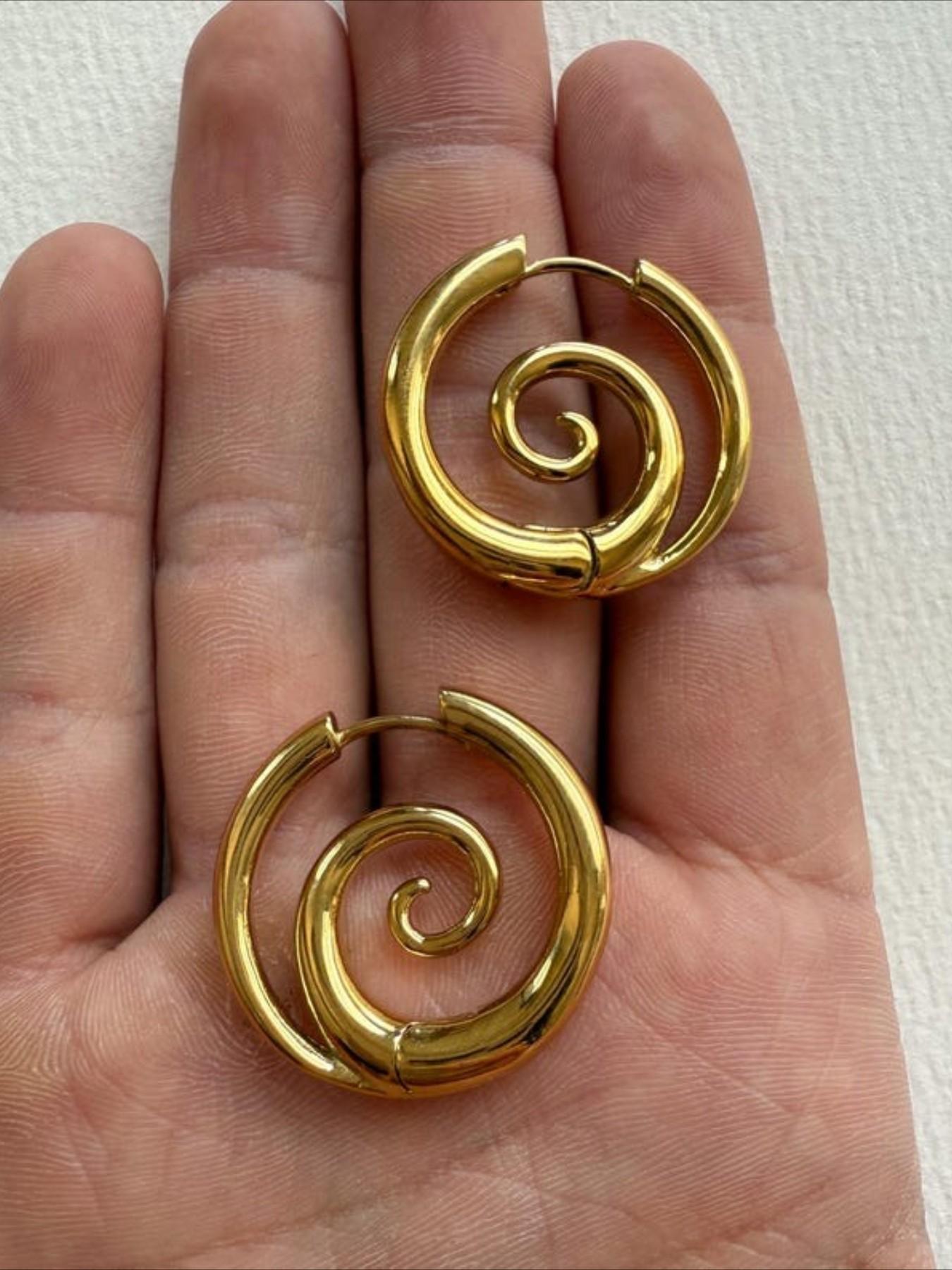 Fashion Geometric Spiral Circle Earrings, Simple Design Women Daily Commute Versatile Party Metal Earrings, Elegant Minimalist Earrings, Smooth Surface