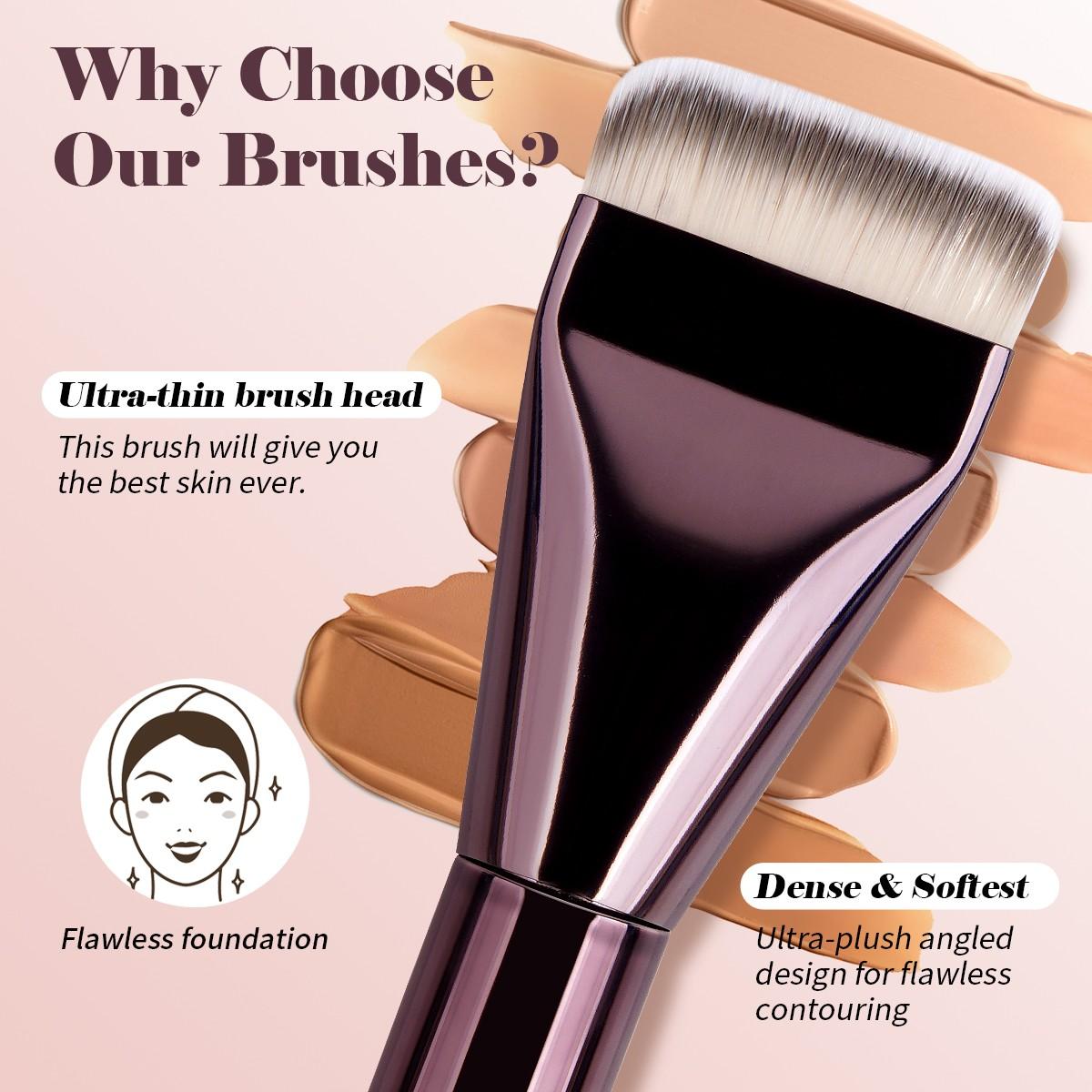 Maange 3-Piece Makeup Brush Set, Foundation Brushes, Professional Cosmetic Tools, Essential Beauty Kit for Flawless Application