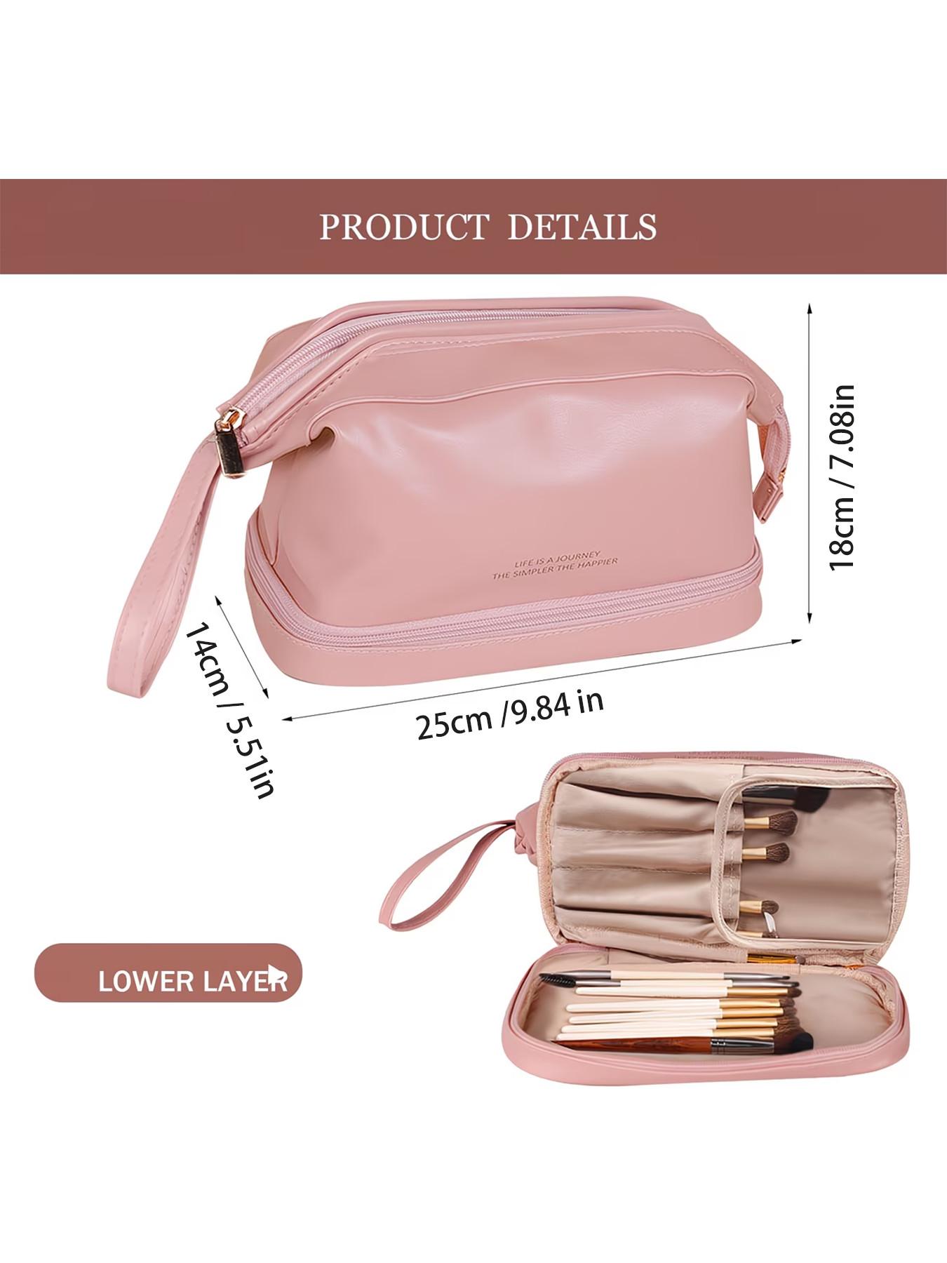 Fashion Cloud Shape Dual Layer Makeup Bag, Large Capacity Portable Travel Cosmetic Case, Ideal for Makeup Brushes, Skincare, Bathroom Essentials