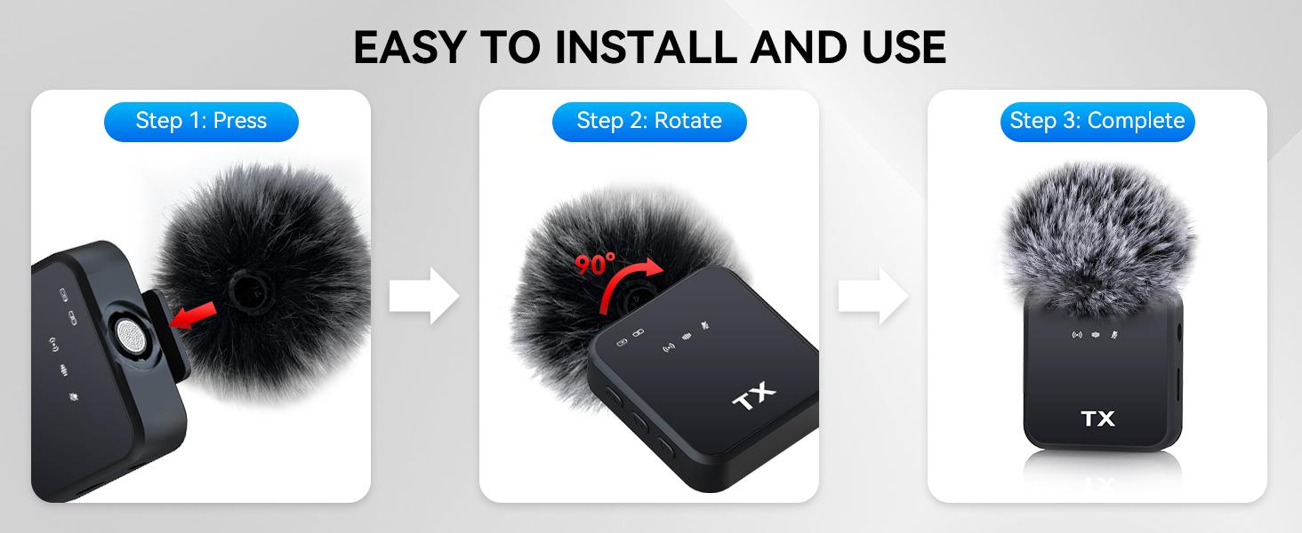 3 in 1 Mini Wireless Lavalier Microphone, 3 in 1 Microphone for iPhone/Android/Camera,  328ft Transmission, 18H Battery Life, Mini Microphone for Record Interview, Vlogs, YouTube, Tiktok,Built-in Enhanced Intelligent Noise-Canceling Technology.