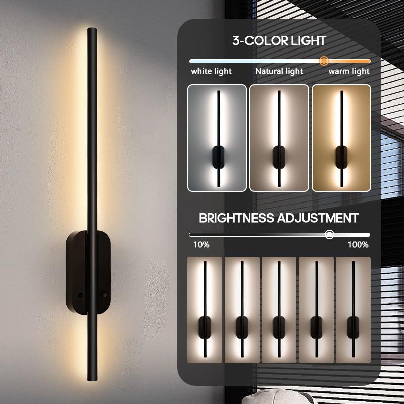 2-Pack Modern Linear LED Wall Lights, Rechargeable, Timer, Magnetic, for Living Room, Kitchen, Bedroom, Hallway, Cafe, Restaurant, Office