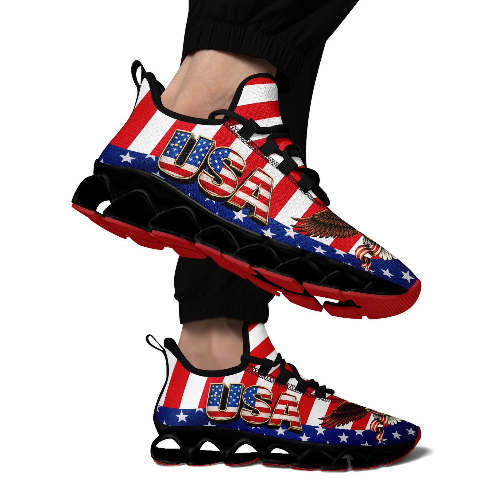 Men's Patriotic US Colors Sports Shoes, Stylish Breathable Blade Sneakers, Comfortable All-Day Wear Casual Walking Shoes
