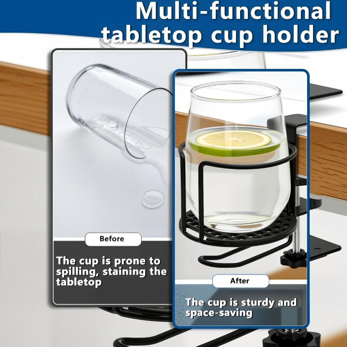 Adjustable Desktop Cup Holder, Adjustable Armrest Stand, 360 Degree Rotating Table Edge Armrest Anti-Fall Cup Holder