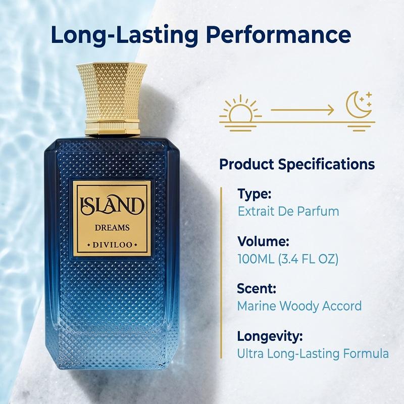 Island Dreams Perfume 100ML Unisex, Bourbon Vanilla Gourmand Eau De Parfum, Coconut & Tropical Notes, Long Lasting Vacation Scent