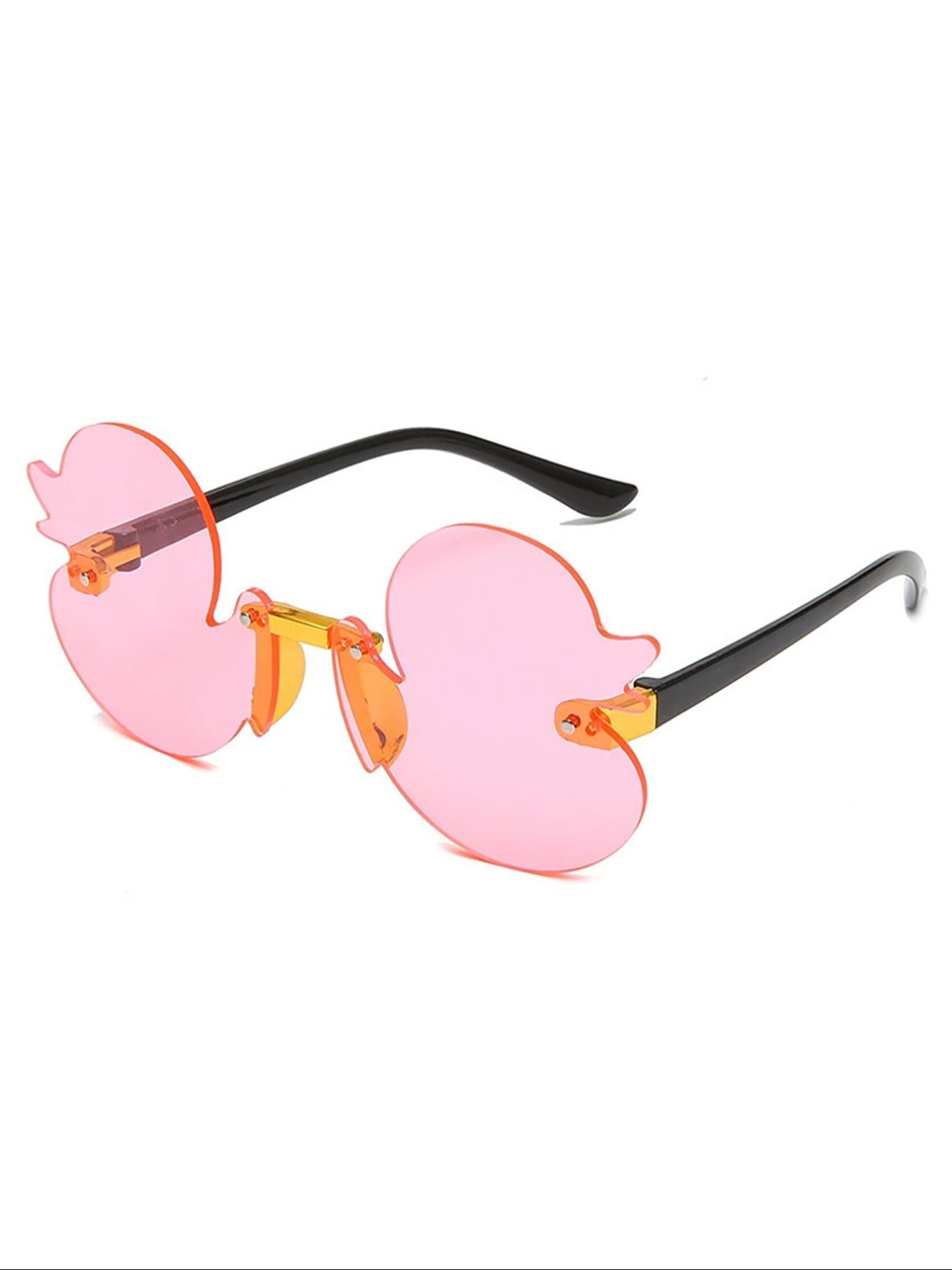 Frameless Duck Sun Glasses, Cute Cartoon Design, UV Protection, Decorative Lenses, All-Season Wear, PC Material, Non-Color Changing