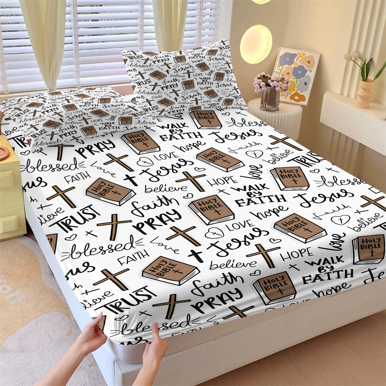 3Pcs Western Aztec Cow Print Fitted Sheet Set with 2 Pillowcases, Southwestern Turquoise Geometric Deep Pocket Elastic Mattress Cover, Boho Cowhide Tribal Bedding, Soft Microfiber Non-slip Bedspread, Printed Bedding Set for Bedroom Decor Bedset