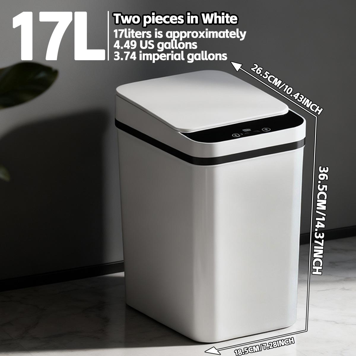 1-3 Pack 17L Kitchen Touchless Trash Cans with Infrared Sensor, One-Touch Always-Open, Wave/Knee/Kick-to-Open, 0.1s Sensing, Silent Lid, Odor Isolation, Requires 2 AA Batteries (Not Included), for Home/Office/School, Smart Trash Can