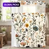 1PC 2D Flat Floral Pattern Double-Layer Woven Shower Curtain (No Hooks), Decorative Shower Curtain, Hookless Shower Curtain, Transparent Top Window, Removable liner with snap-on lining, Bathroom Partition Art Decoration, Bathroom Decor, Holiday Decoration