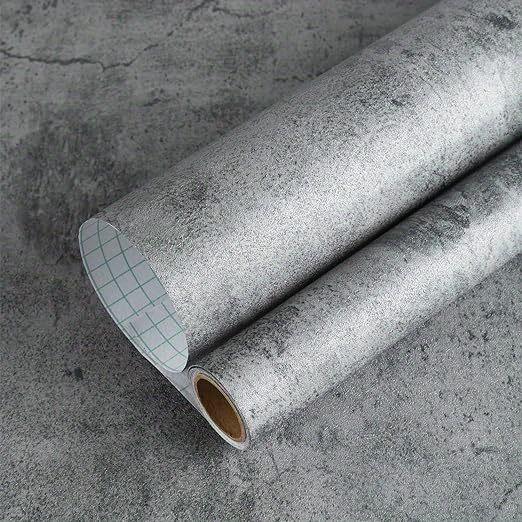 Cement Texture Self-Adhesive Decorative Wallpaper, Industrial Weathered Effect, Waterproof, Easy Clean, Living Room TV Background, Bedroom Decor, Textured Peel And Stick Wallpaper, 40cm*2m