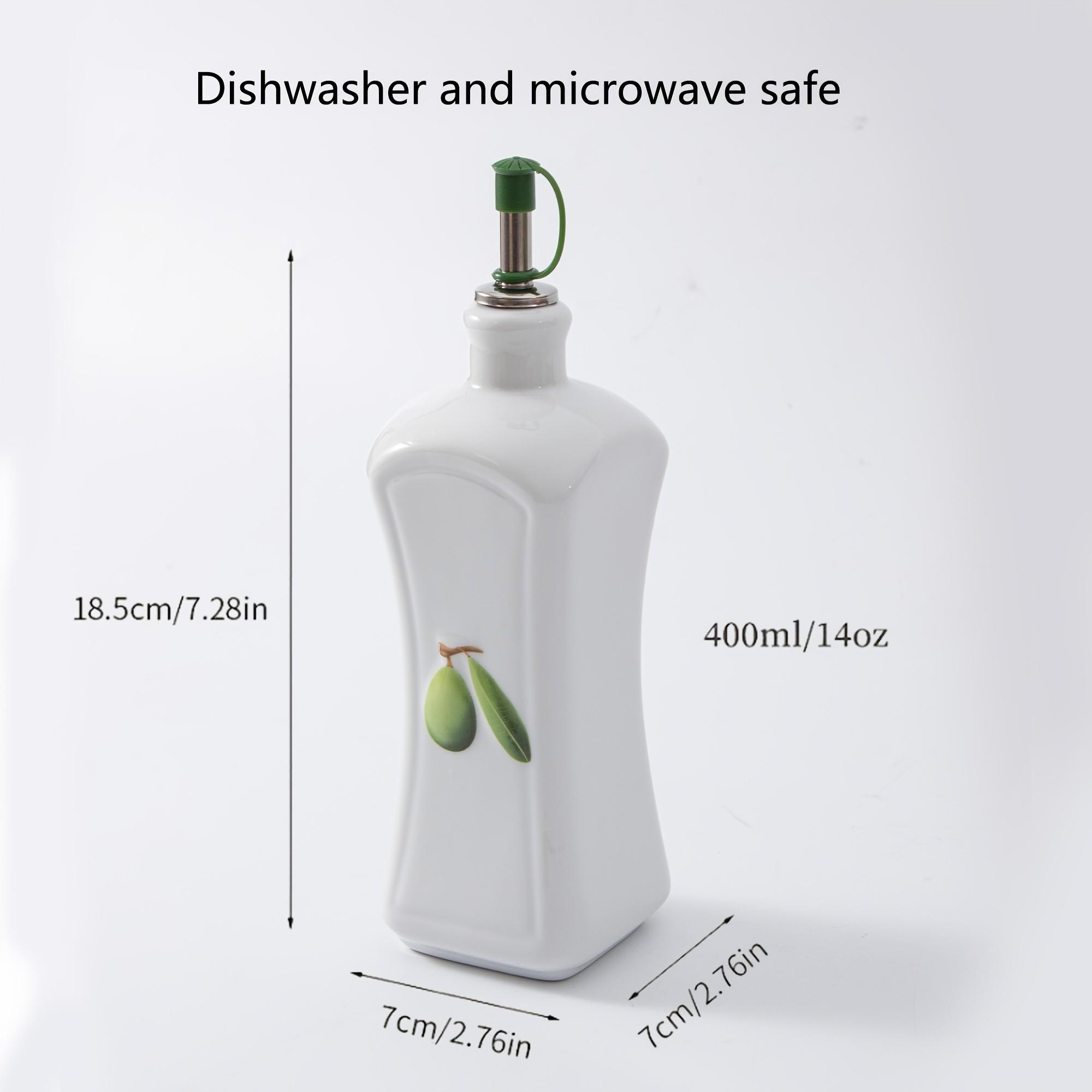Ceramic Olive Oil Dispenser Bottle, Waist-Cut Design with Embossed Olive Pattern, Ideal for Health-Conscious Individuals, Weight Loss, Meal Planning