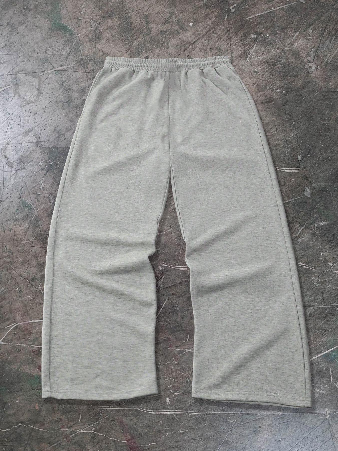 Men's Fashion Casual Relaxed Fit Solid Color Straight Wide-Leg Lightweight Sweatpants, Comfortable Pants for Summer Daily Wear