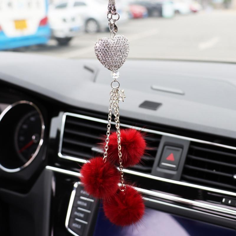 Fluffy Heart Rearview Mirror Charm, Cute Fuzzy Car Accessories for Women, Aesthetic Car Interior Hanging Decoration, Gift for Her Fluffy Heart Rearview Mirror Charm, Cute Fuzzy Car Accessories for Women, Aesthetic Car Interior Hanging Decoration, Gift for Her