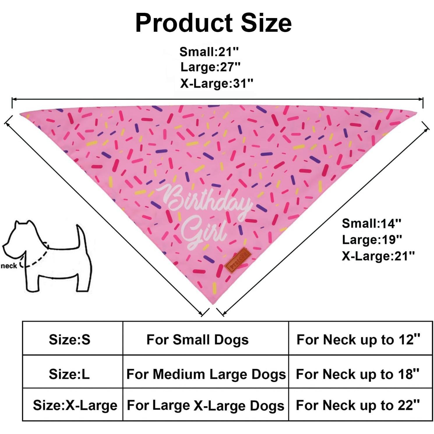 Birthday Party Supplies, Multi Size Birthday Girl Bandana,  Crowns Hat Set for Medium Large Pets (Large)