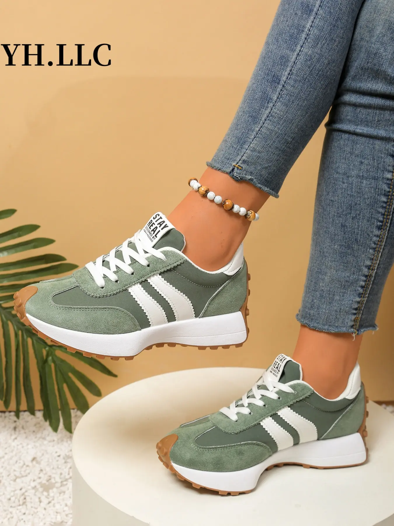 Women's Athletic Shoes Spring Autumn Elegant Fashion Casual Round Toe Low Top Lace-Up Thick Sole Breathable Outdoor Sneakers