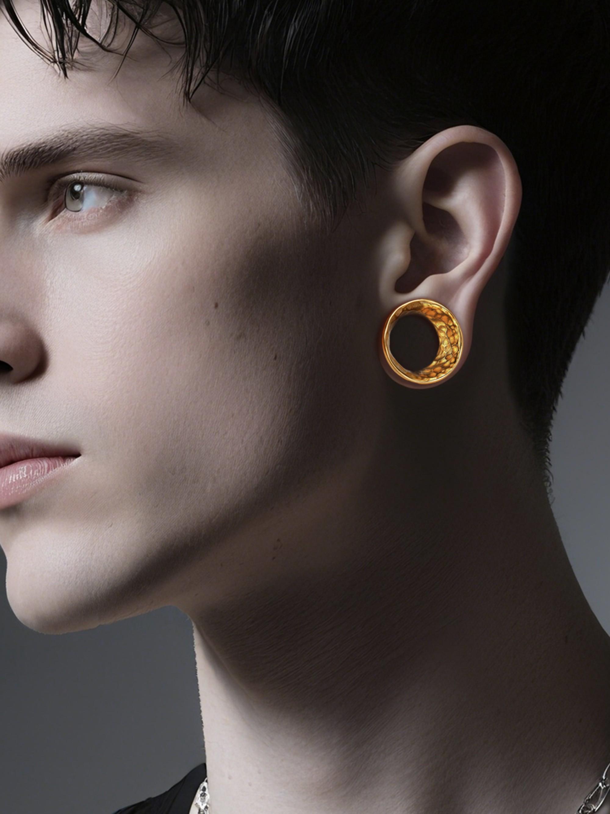 vanku 2pcs Hammered 316L Stainless Steel Ear Tunnels, Unisex Hip-Hop Punk Piercing Jewelry, Casual Style, Plain Pattern, All Seasons