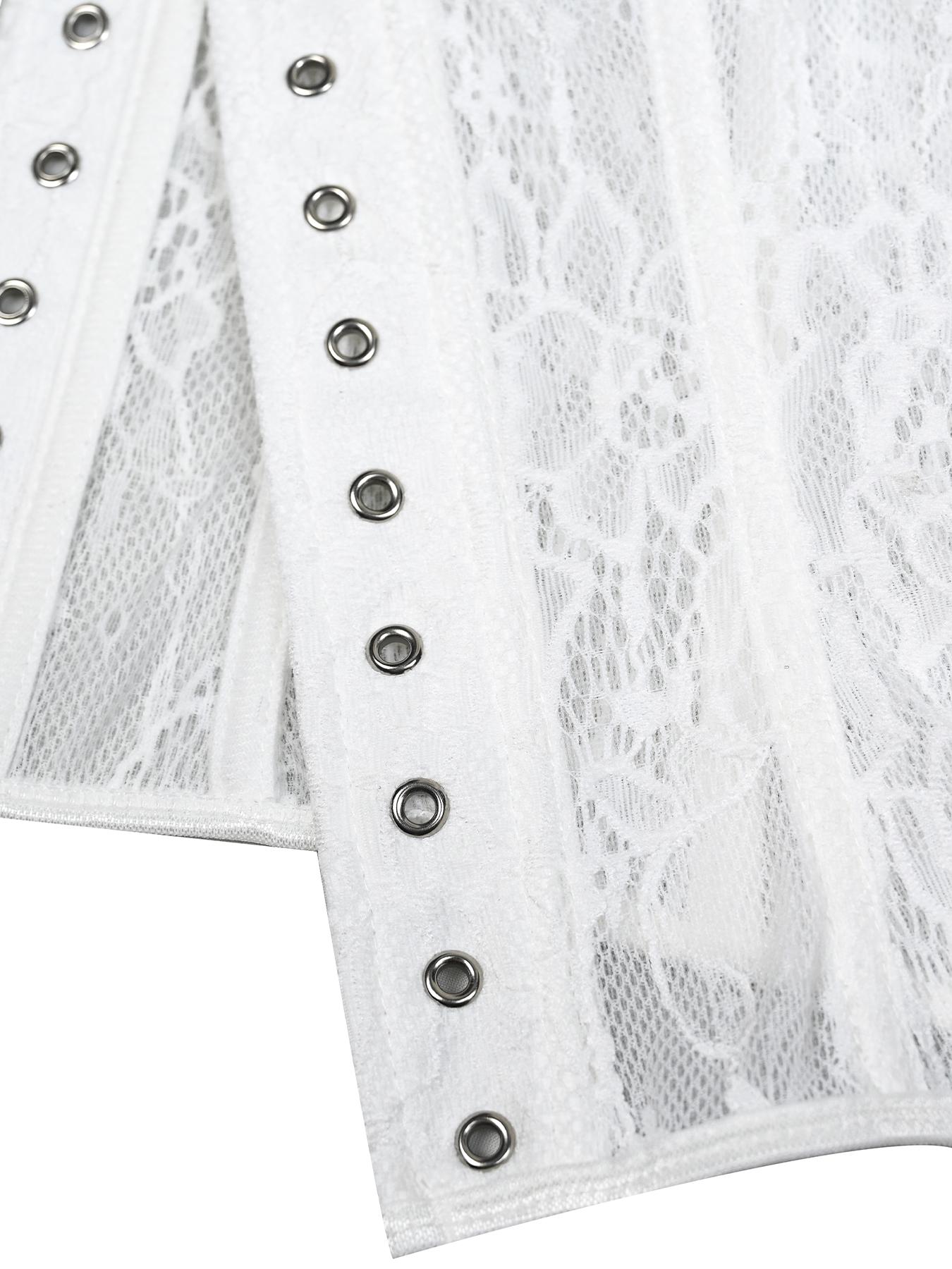 Y2K Sexy White Lace Corset Top Strapless Boned Bustier Push Up Waist Cincher Shapewear Going Out Top for Date Night Club Party Corset Shaper Feminine Corset Style Shapewear