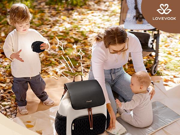 LOVEVOOK Diaper Bag Backpack, Small Baby Bag, Cute Baby Diaper Bag, Stylish Water-Resistant Travel Baby Bag for Mom, Baby Backpack with Changing Pad, Stroller Straps -Khaki TikTokShopBlackFriday Christmas Gift Ideas