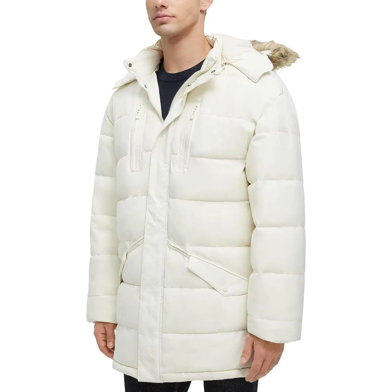 Men's Long Winter Coats Warm Water Resistant Puffy Hooded Windbreaker Insulated Thicken Jackets with Hood