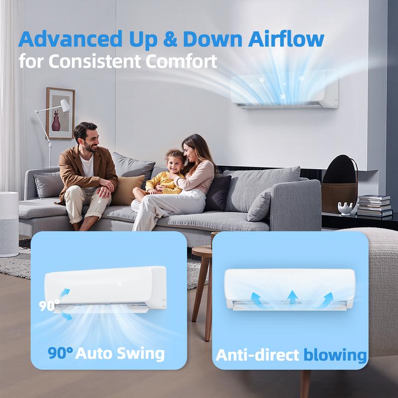 12000BTU Mini Split Air Conditioner & Heater with Inverter, 19 SEER2 230V AC Unit Cools Rooms up to 750 Sq. Ft, Energy Efficient Inverter AC with Heat Pump, Complete Installation Kit, White