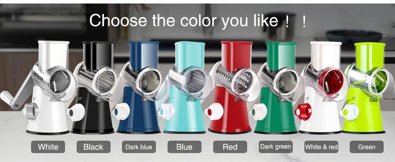 Ourokhome Rotary Cheese Grater Christmas Gift Vegetable Slicer Kitchen Gadget 3 Stainless Steel Drums Strong Suction Base Utensils Utensils