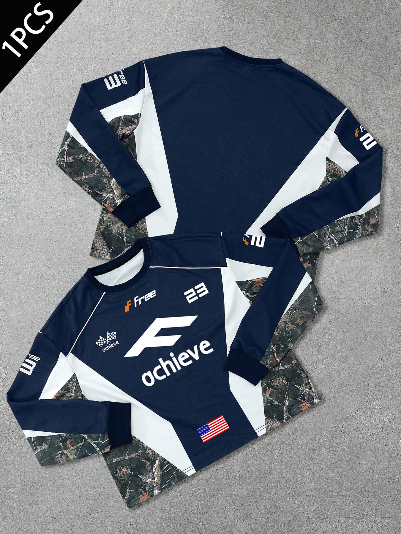 Men's Autumn Winter Comfortable Versatile Stylish Branch Ball Jersey, Trendy Sports Wear, Casual Fashion for Men, Athletic Sports Clothing