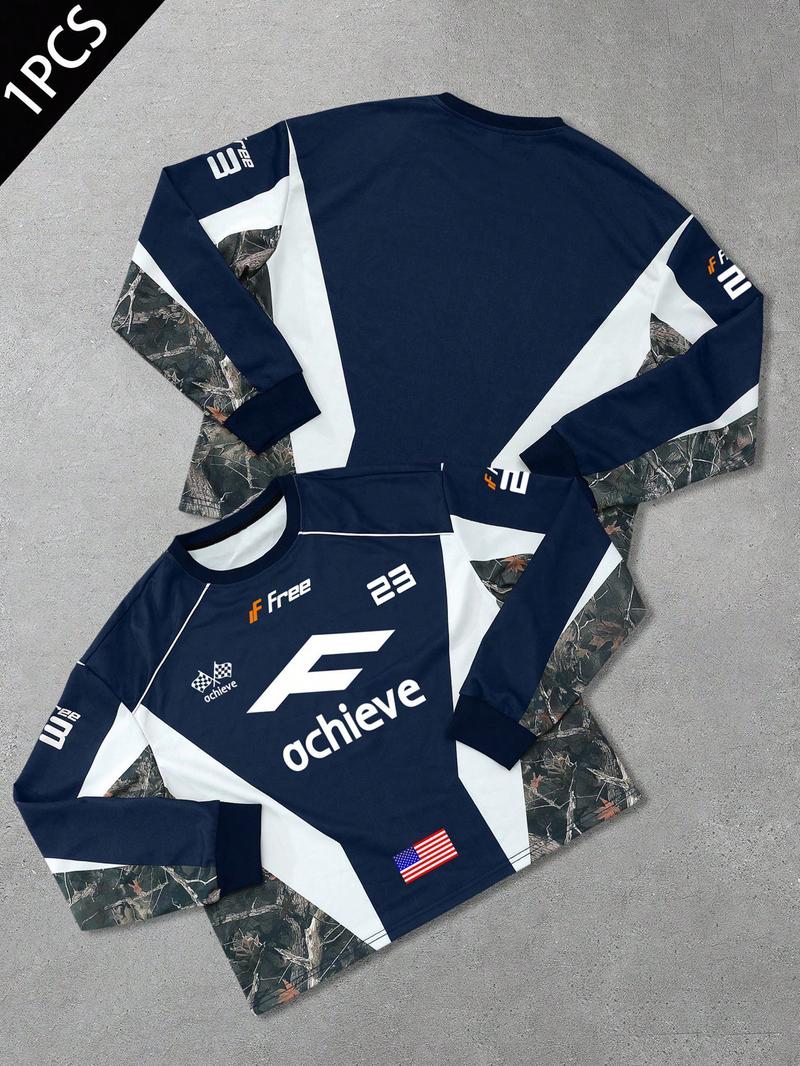 Men's Autumn Winter Comfortable Versatile Stylish Branch Ball Jersey, Athletic Shirt, Trendy Sports Wear, Casual Fashion for Men