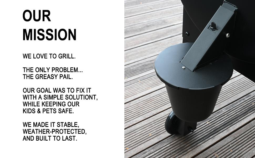 VATTAFRAST Grease Bucket with Lid & Silicone Liner, Upgraded Grill Accessories, Replacement Drip Bucket for Traeger Smokers & Grills Compatible with Traeger, Pit Boss, Z Grills, Recteq, and More Square Stee