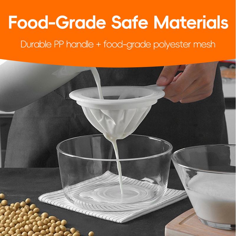 100/200/300/400 Mesh Nylon Sieve with Handle for Juice, Fine Mesh Strainer , Durable Easy Clean Filter,Soy Milk, Tea, Coffee & Kitchen Use