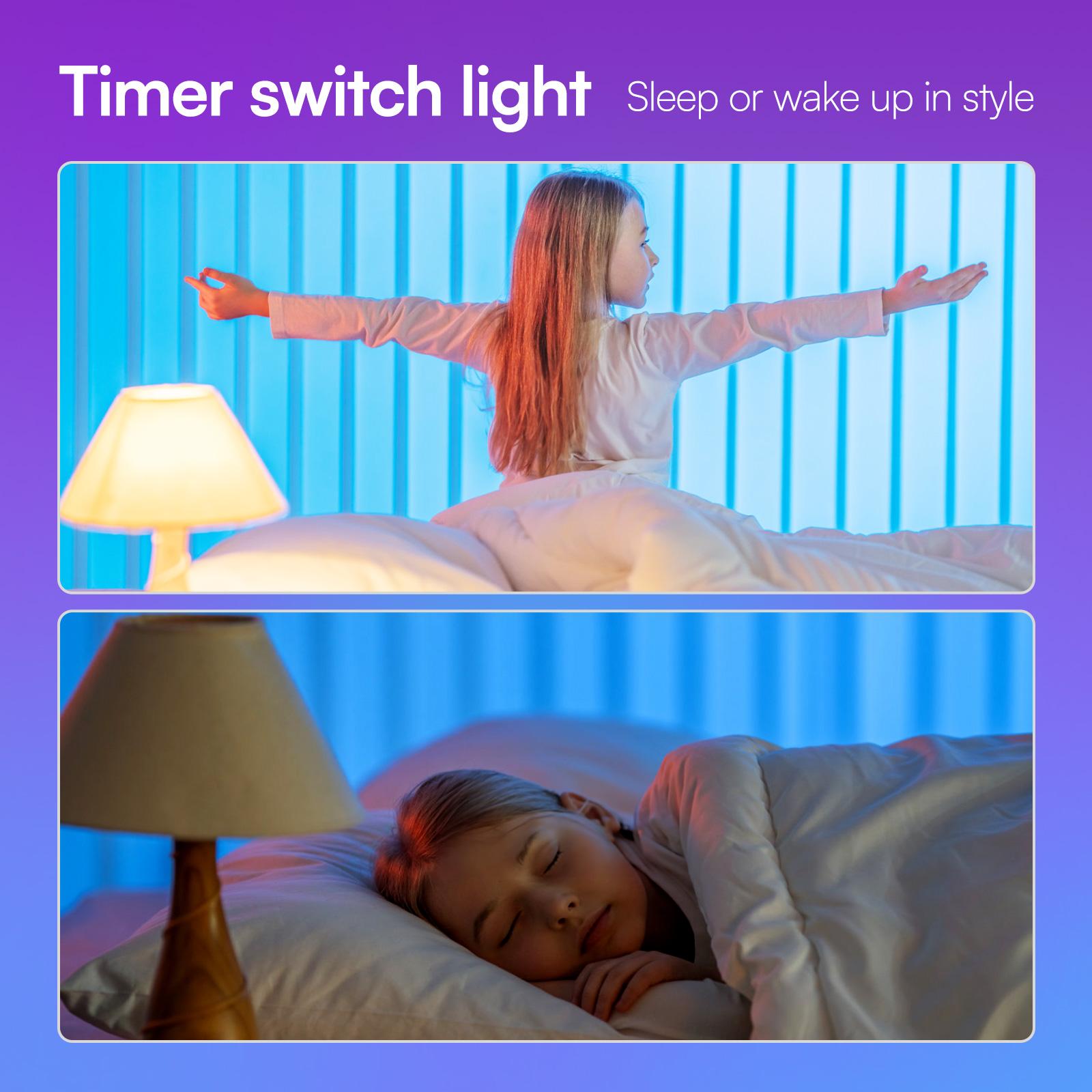 DAYBETTER Smart Light Bulbs 16 Million Colors RGBCW WiFi Bluetooth LED A19 800 Lumens Music Sync Voice Control Group Timer Function