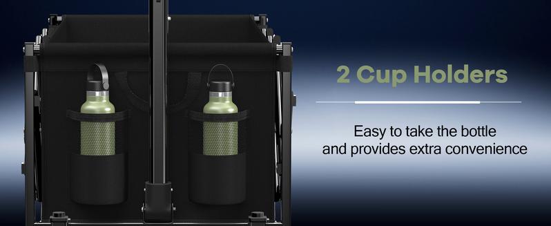 Collapsible Wagon Cart Foldable 34'' Extra Long, 360LBS Heavy Duty Folding Gardening Cart with Wheels, Portable Utility Outdoor Wagon for Grocery, Shopping, Sports, Camping, Black