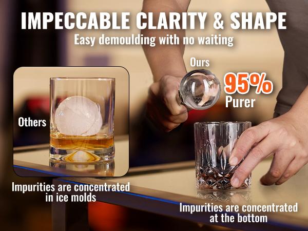 VEVOR Ice Ball Maker, Crystal Clear Ice Ball Maker 2.36inch Ice Sphere with Storage Bag and Ice Clamp, Round Clear Ice Cube 4-Cavity Ice Press Maker Whiskey Scotch Cocktail Brandy Bourbon