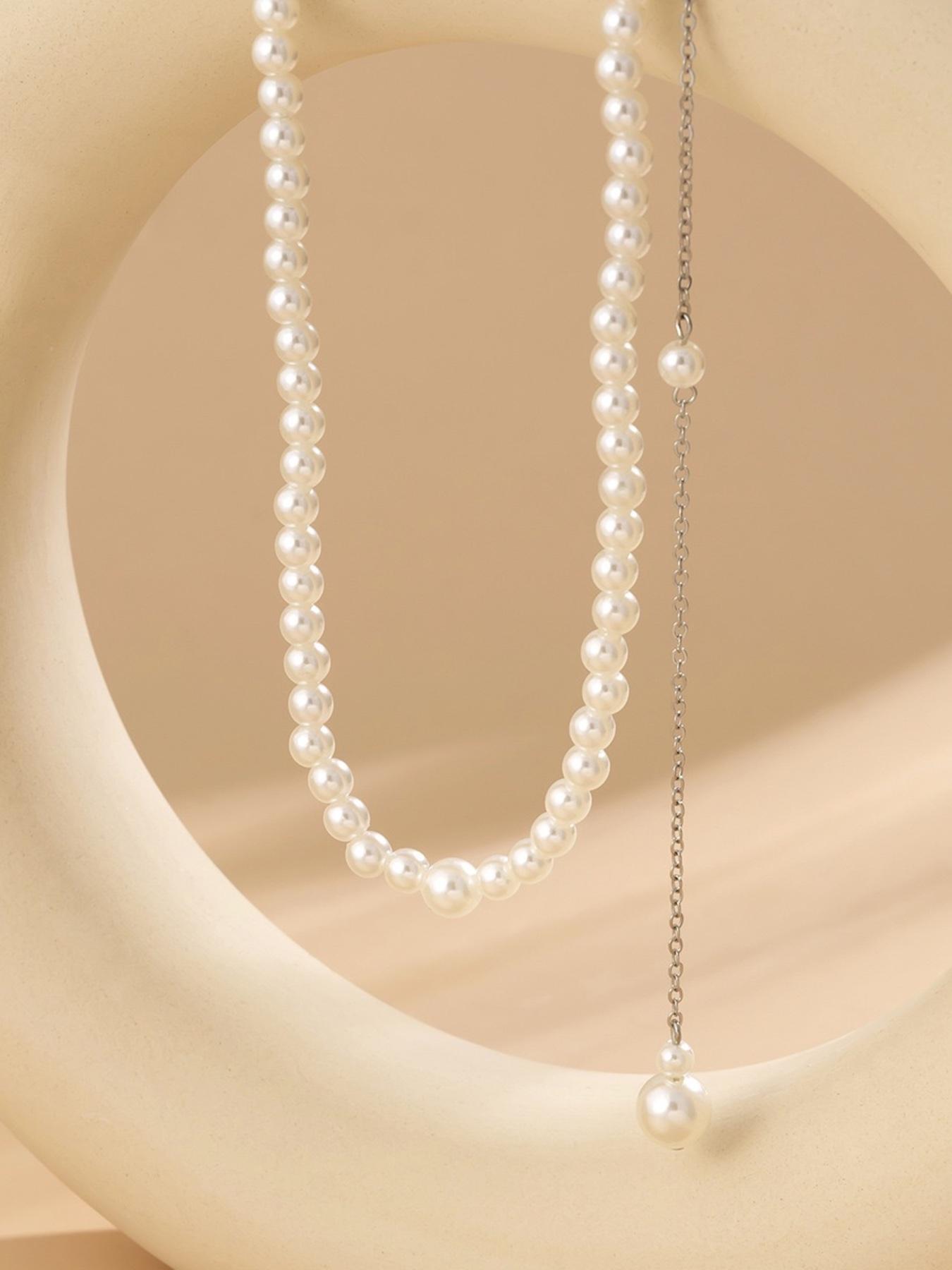 Pearl Back Drop Back Necklace, Dainty Long Body Chain Jewelry for Women, Elegant Backless Dress Accessories, High Quality Body Jewelry
