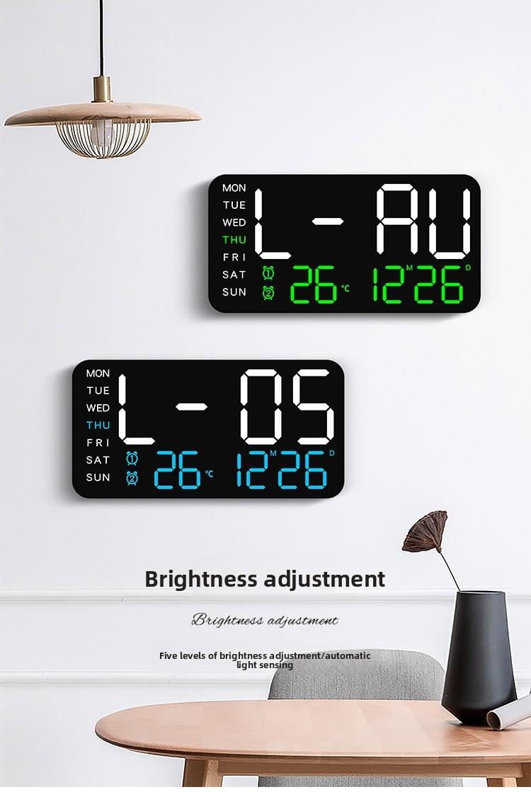 Large Screen Wall Clock, New Frameless Electronic Clock, Multifunctional Standing and Hanging Clock, Digital Display, Temperature, USB and Battery Powered, Digital Clock Decor