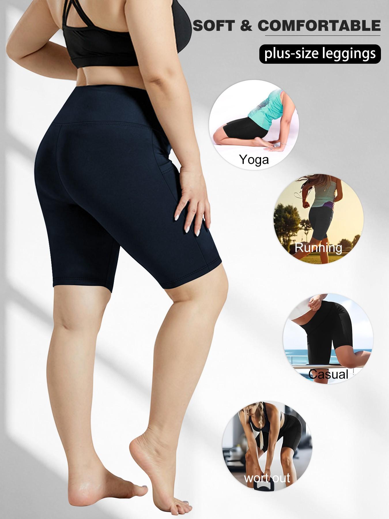 Women's High Waist Tight-Fitting Comfy Stretchy Shorts, Side Pockets, High Elasticity Abdominal Control, Casual Summer Shorts for Yoga Running, High Waisted Shorts