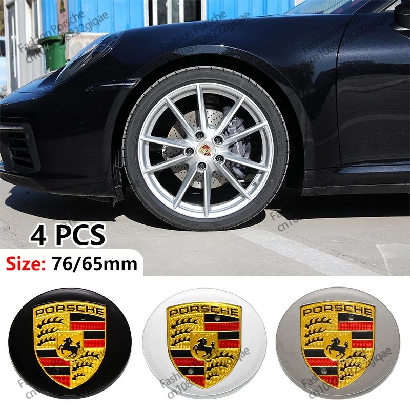 4Pcs 65/76mm Car Wheel Center Hub Cap For PORSCHE PANAMERA TAYCAN Macan 2023-2025 Spyder Carrera Boxster Cayman Cayenne 971 911 718 Car Decoration Accessories