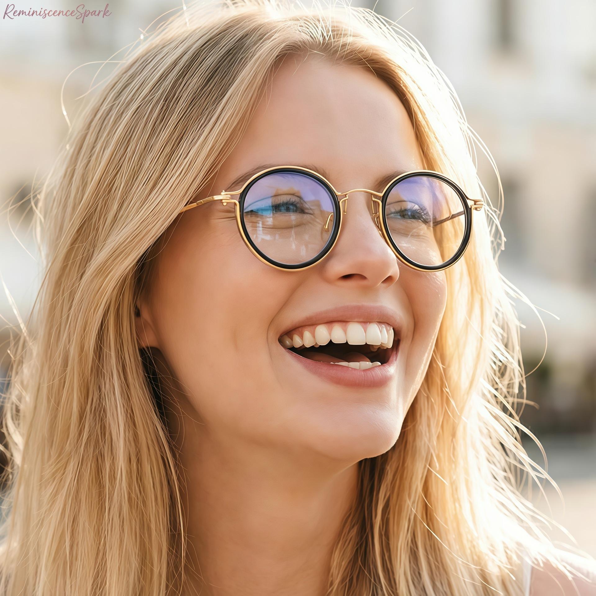Unisex Metal Round Anti Blue Light Eyeglasses, Slim lightweight clear lens design, eye protection fashion eyewear suitable for home office, computer use, study and everyday casual outfits