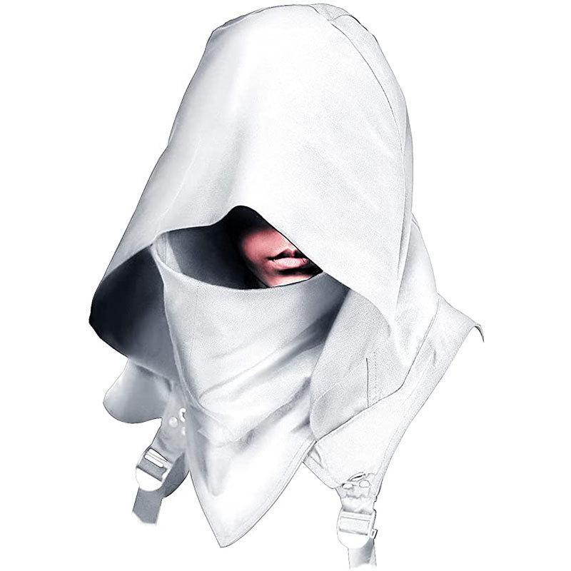 Menswear Cowl Hood Polyester Hooded Cloak Cape - Adult One Size Clothes for Cyberpunk Cosplay, Medieval Warrior Outfit & Daily Wear