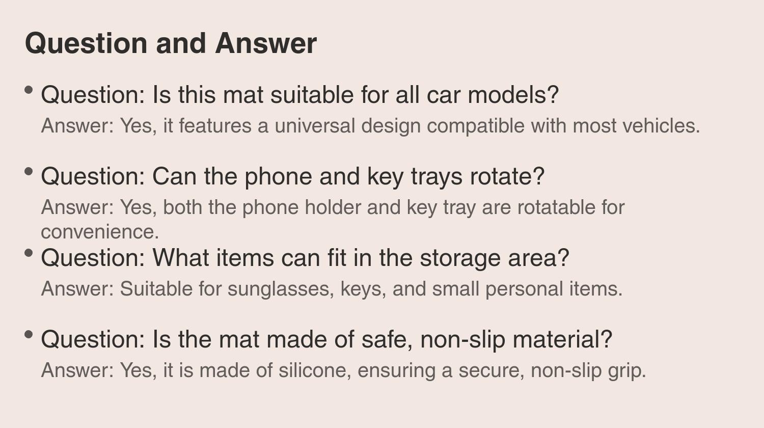 Car Non-Slip Mat, Multi-Function Parking Sign, Dashboard Storage, Phone Holder, Sunglasses Stand, Rotatable Key Tray, Universal Design