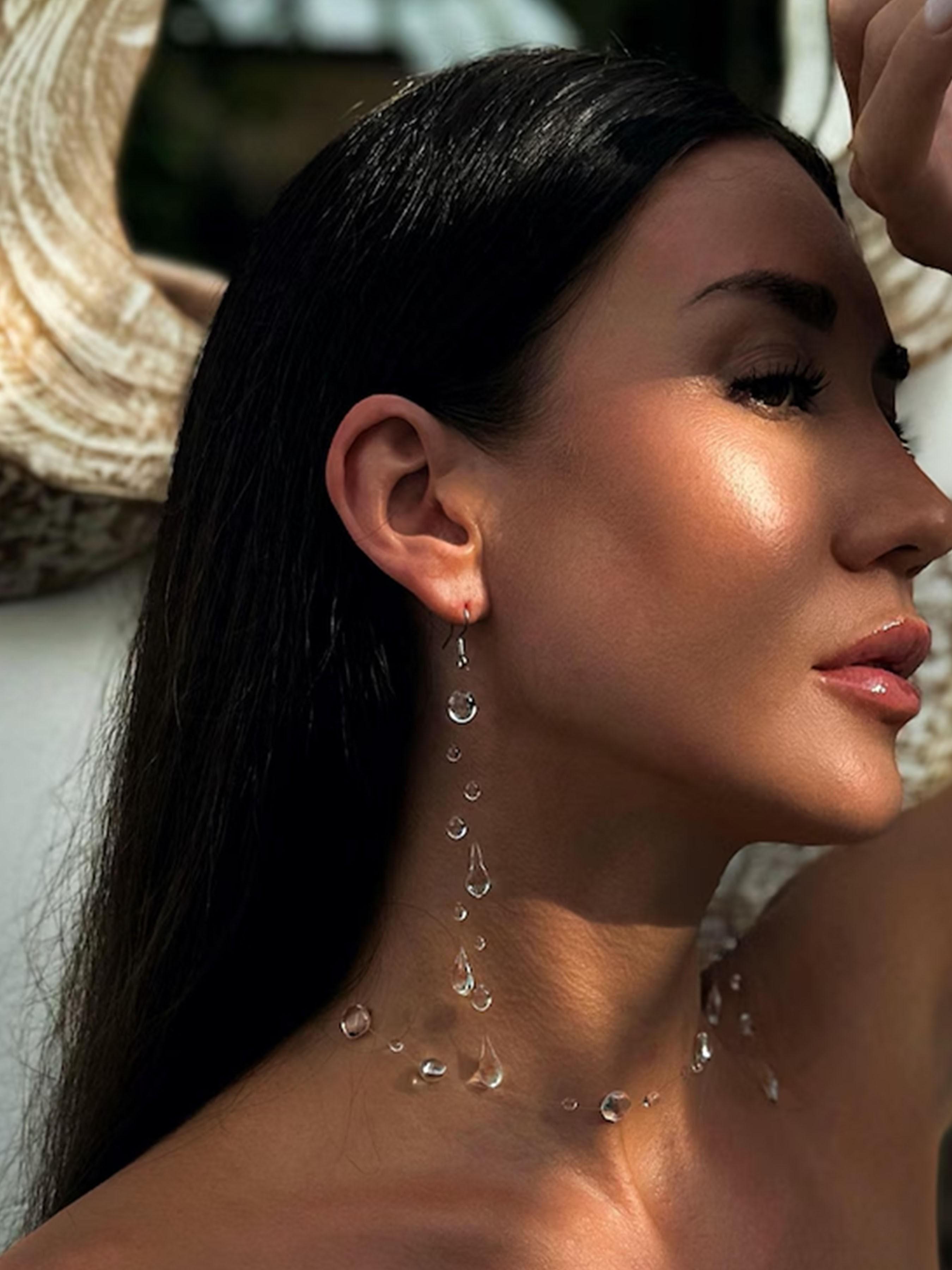 1Pair Invisible Dewdrop Earrings, Dangle Drop Earrings, Dangling Earrings, UV Resin Floating Water Droplets, Minimalist Bride Jewelry, Bridal Jewelry, Elegant Wedding Accessories