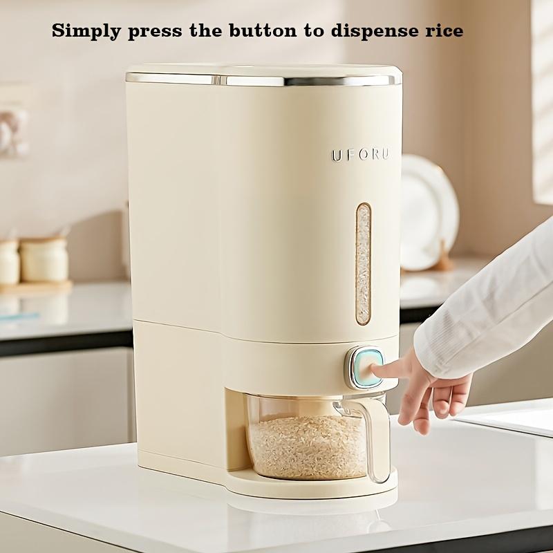 UFORU insect-proof airtight Rice Dispenser with Measuring Cups - Moisture-Resistant Plastic,  Utensils Smooth,High Capacity,Grain Storage Container for Soybeans, Corn & Cereals,cat food,dog food,suitable for kitchen,Innovative Design