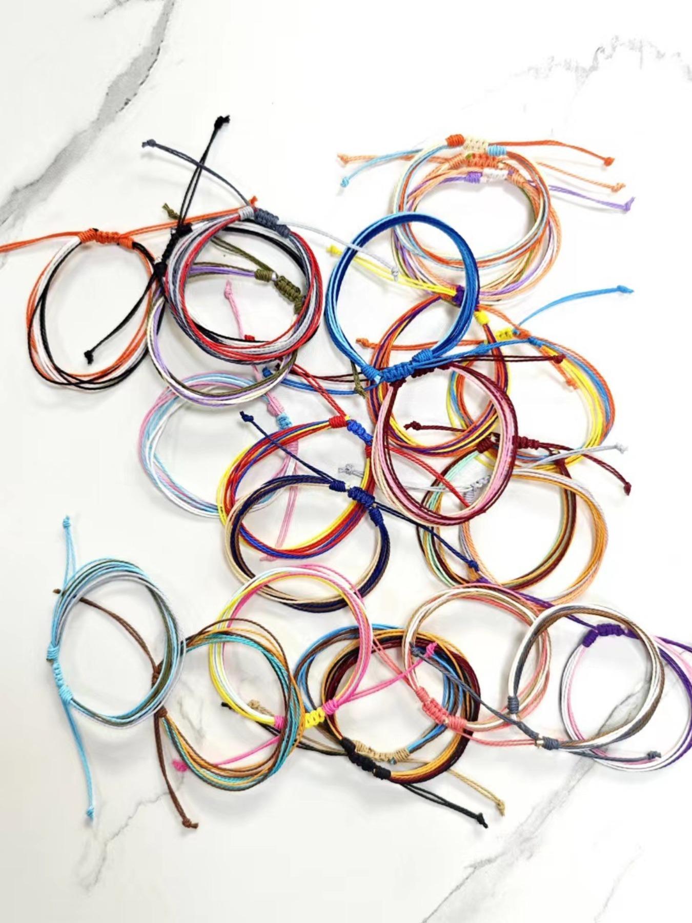 Handmade Assorted Color Braided String Bracelets, Multi-Hue Daily Wear Stackable Wristbands, Perfect Party/favor Gift Set